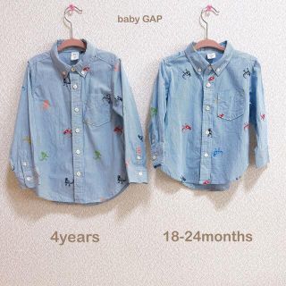 ベビーギャップ(babyGAP)のbaby GAP   恐竜柄シャツ　ダイナソー柄　お揃い　4歳　18-24ヶ月(ブラウス)