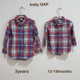 ベビーギャップ(babyGAP)のbaby GAP    赤チェック柄シャツ　3さい　12-18ヶ月　美品(ブラウス)