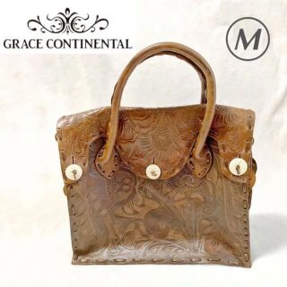 グレースコンチネンタル(GRACE CONTINENTAL)の【美品】グレースコンチネンタル カービングバック M 牛革 トートバッグ(トートバッグ)