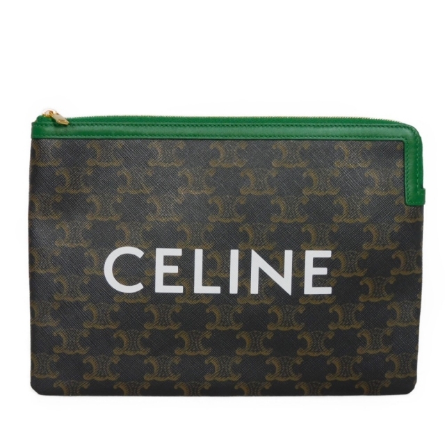 celine(セリーヌ)のセリーヌ スモール ポーチ 新ロゴ トリオンフ エメラルド 10D67 レディースのバッグ(クラッチバッグ)の商品写真