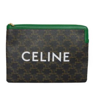 セリーヌ(celine)のセリーヌ スモール ポーチ 新ロゴ トリオンフ エメラルド 10D67(クラッチバッグ)