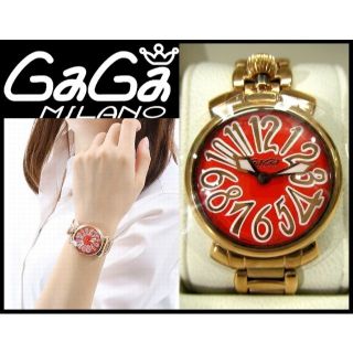 ガガミラノ(GaGa MILANO)の新品 定価143,000 ガガミラノ 6021.6 マヌアーレ 赤文字盤 腕時計(腕時計)