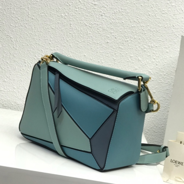 最終値下ロエベLOEWEパズルバッグブルーグレー水色ミディアム speufpel.com