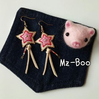 ♡Hand Made♡　スター　タッセル　ピアス　イヤリング　PK×BE(ピアス)