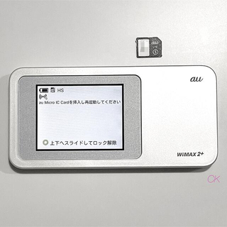 エーユー(au)のau Wi-Fiルーターwimax2＋　動作確認済、SIM付き【中古美品】(PC周辺機器)