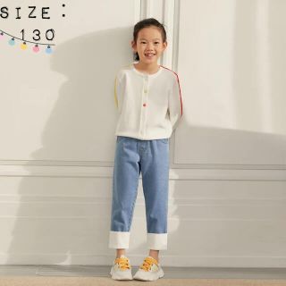 新品タグ付き　キッズ 女の子 袖入りライン　カーディガン　130cm(カーディガン)