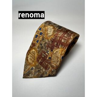レノマ(RENOMA)のレノマ renoma ネクタイ シルク 絹 黄 イエロー ハイブランド 総柄(ネクタイ)