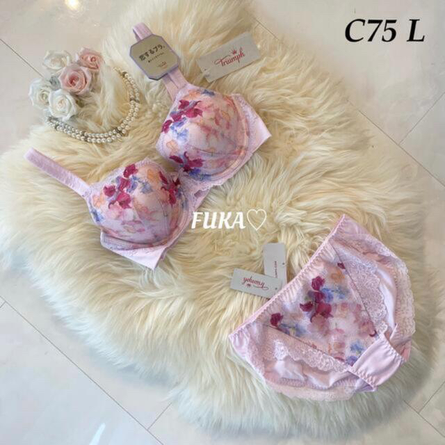 C75♡トリンプ TR533 恋するブラ ブラ&ショーツ セット ピンク