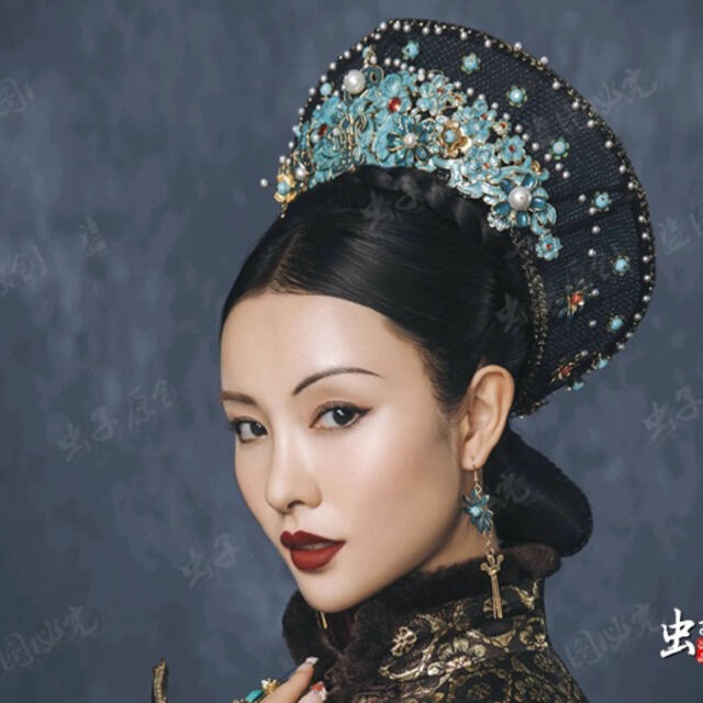 钿子头 竹編み　黒帽子　清製漢服　中国伝統衣装　骨董品　成人式　結婚式