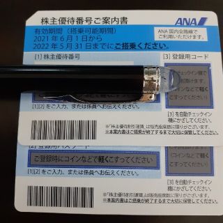 エーエヌエー(ゼンニッポンクウユ)(ANA(全日本空輸))の全日空の株主優待券2枚です(宿泊券)