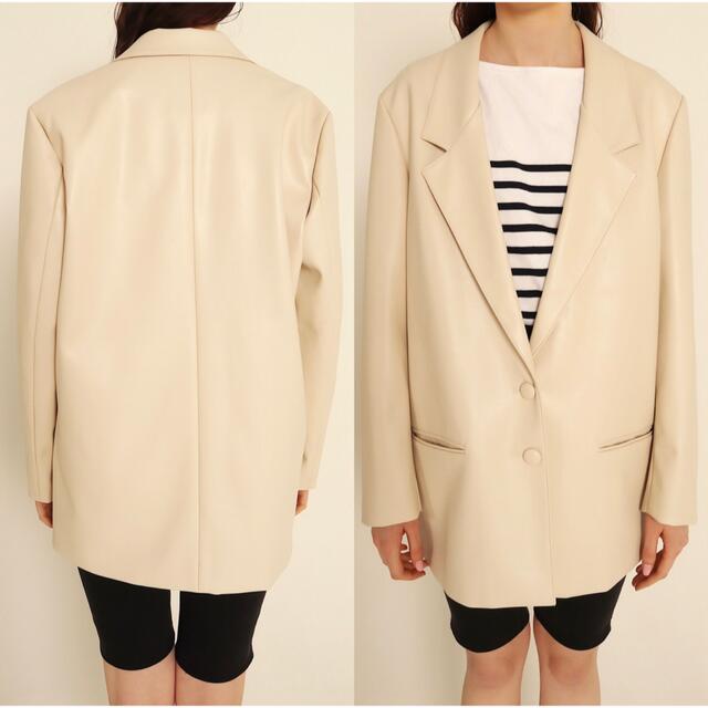 épine logo lining leather jacket ivory ♡ épine logo lining leather jacket ivory レザージャケット