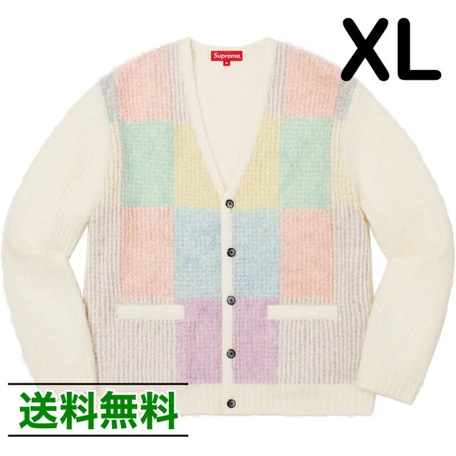 【XL】SUPREME Brushed Grid Cardigan White