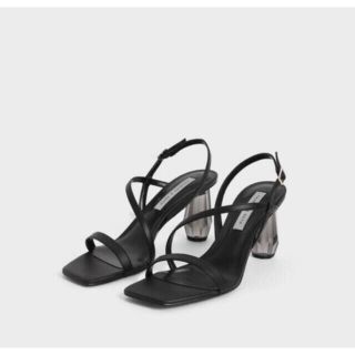 チャールズアンドキース(Charles and Keith)のCHARLES＆KEITH  シースルー スカルプチャーヒールサンダル(サンダル)