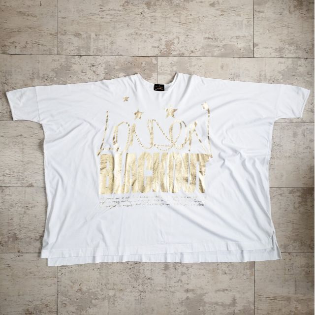 Vivienne Westwood(ヴィヴィアンウエストウッド)のヴィヴィアンウエストウッド アングロマニア ☆ 箔押し Tシャツ M 伊製 白 レディースのトップス(Tシャツ(長袖/七分))の商品写真