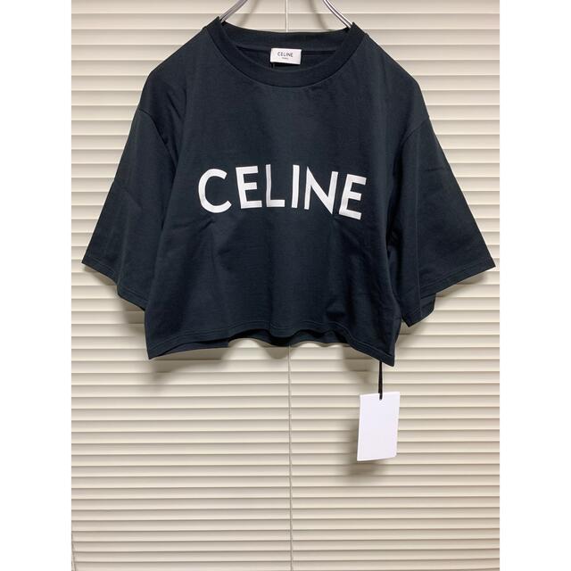 新品《 CELINE 》クロップド ロゴ プリント Tシャツ S ブラック | フリマアプリ ラクマ