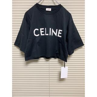 新品《 CELINE 》クロップド ロゴ プリント Tシャツ S ブラック