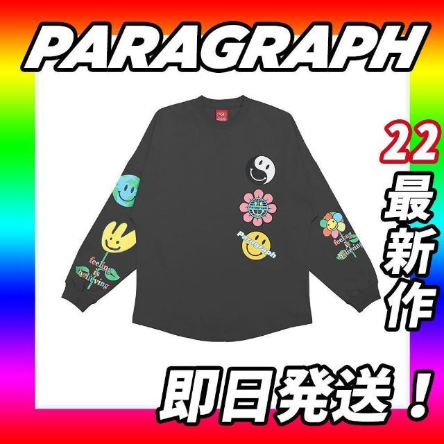 【即日発送】PARAGRAPH カラフルスマイル ロングTシャツ ブラック レディースのトップス(Tシャツ(長袖/七分))の商品写真