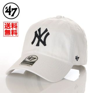 フォーティセブン(47 Brand)の【新品】47 キャップ NY ヤンキース 帽子 白×紺ロゴ レディース メンズ(キャップ)