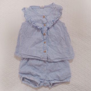 エイチアンドエム(H&M)のH&Mbaby 赤ちゃん　セットアップ ノースリーブ　ショートパンツ　水色　80(タンクトップ/キャミソール)