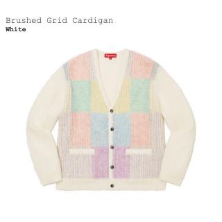 シュプリーム(Supreme)の【XL】Supreme Brushed Grid Cardigan White(カーディガン)