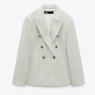 ザラ(ZARA)のzara ダブルブレストブレザー　ミントグリーン  ライトグリーン(テーラードジャケット)