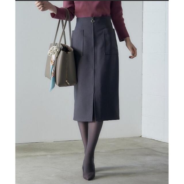 12Twelve Agenda(トゥエルブアジェンダ)の両ポケタイトフロントファスナータイトスカート レディースのスカート(ひざ丈スカート)の商品写真