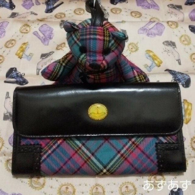 Vivienne Westwood - ブルーマックチェック 長財布 エナメル Vivienne Westwood - ブルーマックチェック 長財布 エナメル