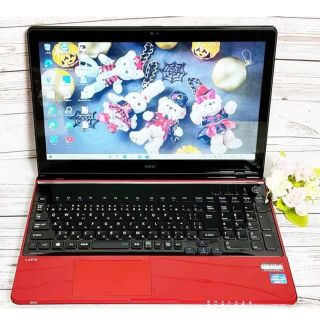 エヌイーシー(NEC)の【美品】人気レッド LaVie i5 大容量 たっぷり保存 すぐ使える カメラ付(ノートPC)