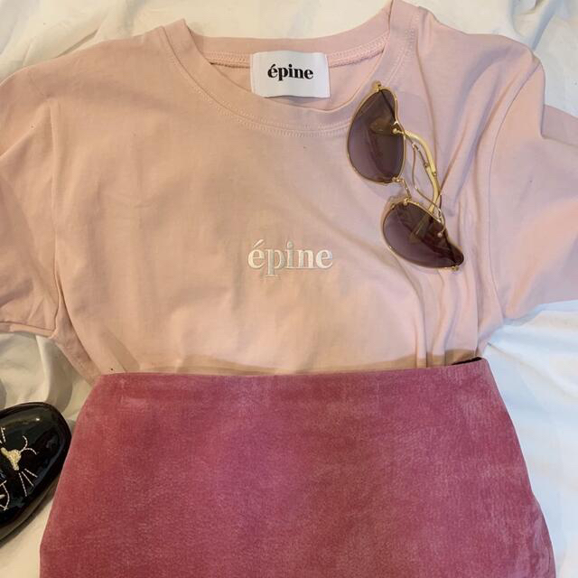 épine(エピヌ)のepine embroidery tee baby pink 美品 レディースのトップス(Tシャツ(半袖/袖なし))の商品写真