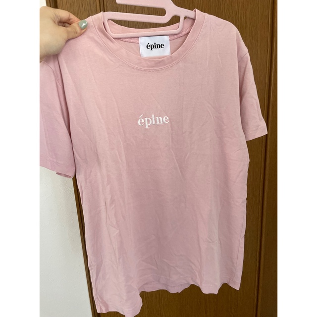 épine(エピヌ)のepine embroidery tee baby pink 美品 レディースのトップス(Tシャツ(半袖/袖なし))の商品写真