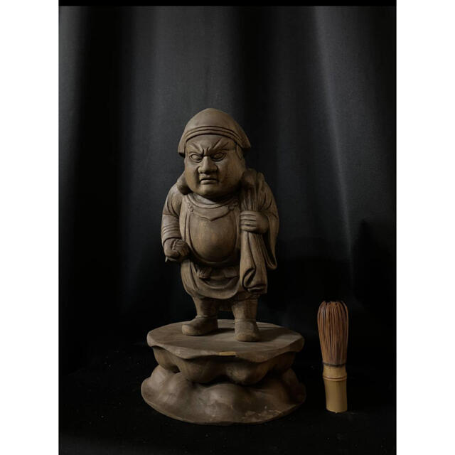 高33cm 井波彫刻　 仏教工芸品　香樟材　時代彫刻　仏師で仕上げ品　大黒天立像