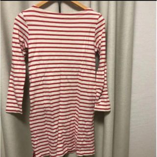 ユニクロ(UNIQLO)の【中古1回着用】ユニクロUNIQLOストライプワンピース(レディースSサイズ)(ひざ丈ワンピース)