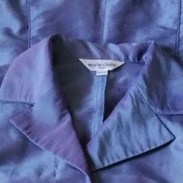 Marie Claire(マリクレール)のMarie Claire マリークレール タイシルク風 七分袖シャツ ブルー M レディースのトップス(シャツ/ブラウス(長袖/七分))の商品写真