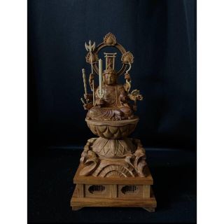 新作　総欅材　仏教工芸品　木彫仏教　仏師で仕上げ品　八臂弁財天 八臂辨財天座像(彫刻/オブジェ)