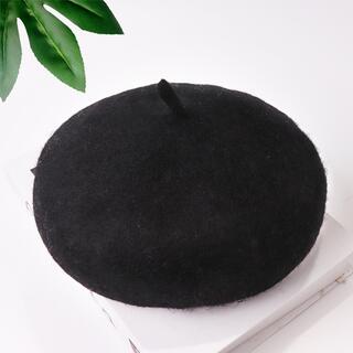 韓国子供服　子供/キッズ/ベビー  ウールベレー帽 ハット ブラック(帽子)