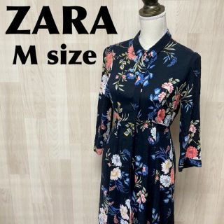 ザラ(ZARA)の【完売商品】ZARA ザラ 花柄 総柄 ロングワンピース レーヨン Mサイズ(ロングワンピース/マキシワンピース)