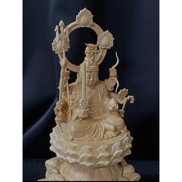 新作　総欅材　仏教工芸品　木彫仏教　仏師で仕上げ品　八臂弁財天 八臂辨財天座像