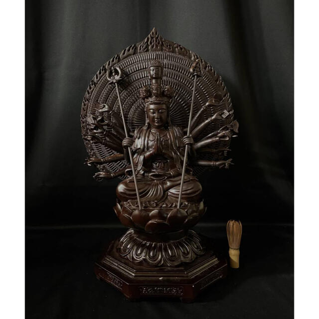 珍品　大型高62cm　黒壇材　仏教工芸品　木彫仏像　極上品　千手觀音菩薩座像