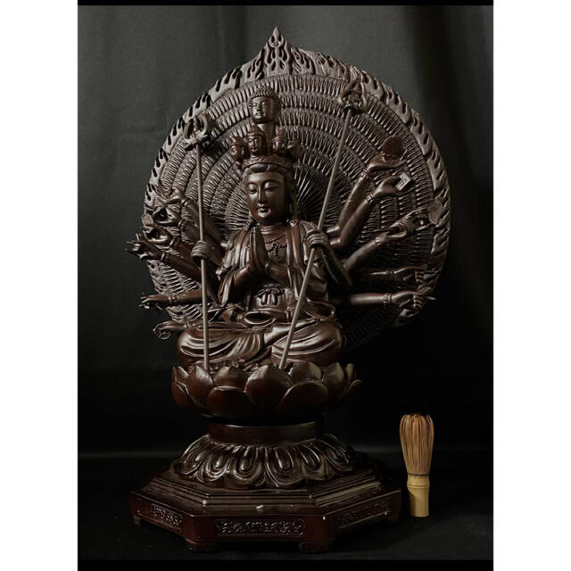 珍品 大型高62cm 黒壇材 仏教工芸品 木彫仏像 極上品 千手觀音菩薩座像 ...