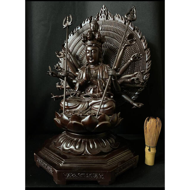 珍品　黒壇材　仏教工芸品　木彫仏像　極上品　千手觀音菩薩座像