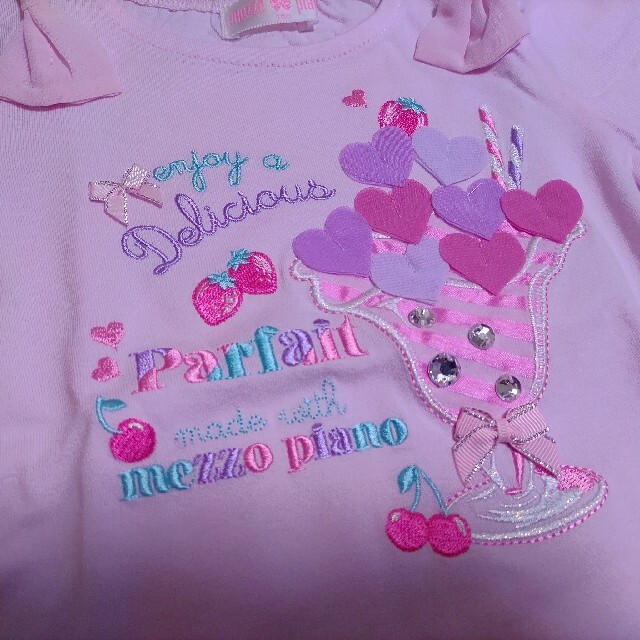 mezzo piano(メゾピアノ)の100 メゾピアノ パフェ 半袖Tシャツ ピンク キッズ/ベビー/マタニティのキッズ服女の子用(90cm~)(Tシャツ/カットソー)の商品写真