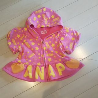 アナップキッズ(ANAP Kids)のANAP 半袖パーカー 総柄 90 美品(ジャケット/上着)