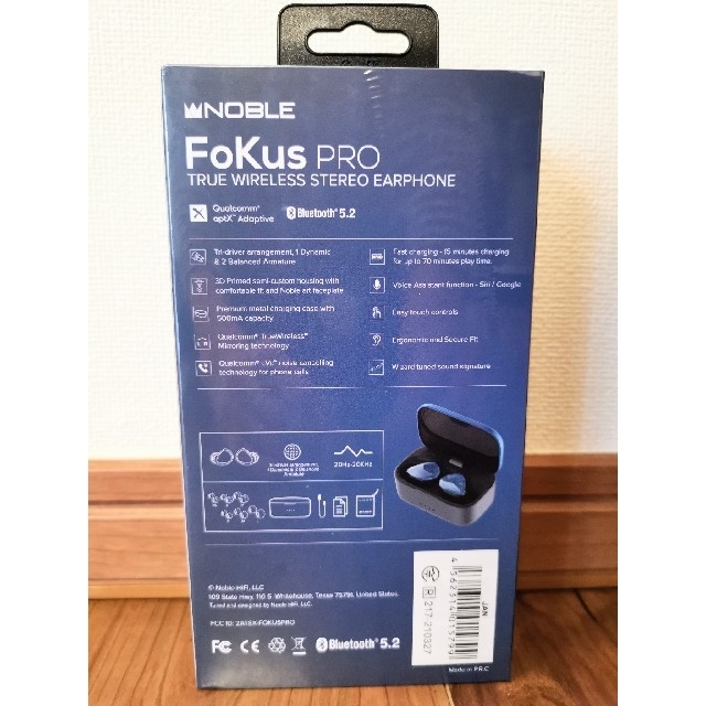 Noble(ノーブル)のNOBLE フルワイヤレスイヤホン FOKUS PRO JP スマホ/家電/カメラのオーディオ機器(ヘッドフォン/イヤフォン)の商品写真