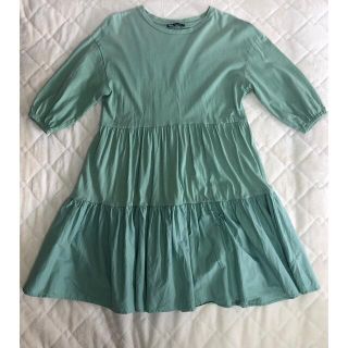 ザラ(ZARA)のZARA  グリーン ティアードチュニック　Sサイズ(チュニック)