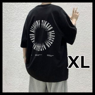 メンズ　バックプリント　Ｔシャツ　ブラック　XL(Tシャツ/カットソー(半袖/袖なし))