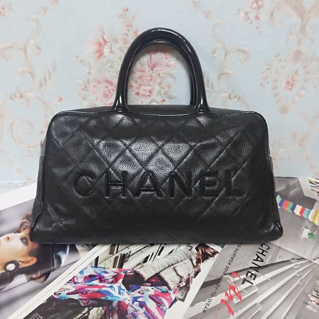 【専用商品】CHANEL キャビアスキン ボストンバッグ☆シャネルロゴ 保存袋