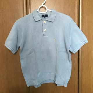 ポロラルフローレン(POLO RALPH LAUREN)のRALPH LAUREN レディース　ニット 半袖ポロシャツ M 水色(Tシャツ(半袖/袖なし))