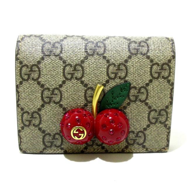 グッチ 二つ折り財布 チェリー さくらんぼ GGスプリーム レザー 476050-