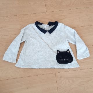 プティマイン(petit main)のpetit main　プティマイン　猫ポシェット　長袖　カットソー 　90cm(Tシャツ/カットソー)