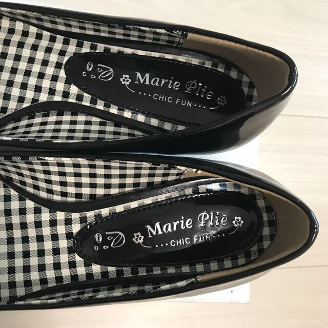 Marie femme(マリーファム)の⭐︎新品⭐︎Marie Plieパンプス・レインシューズ23cm黒リボン付 レディースの靴/シューズ(ハイヒール/パンプス)の商品写真